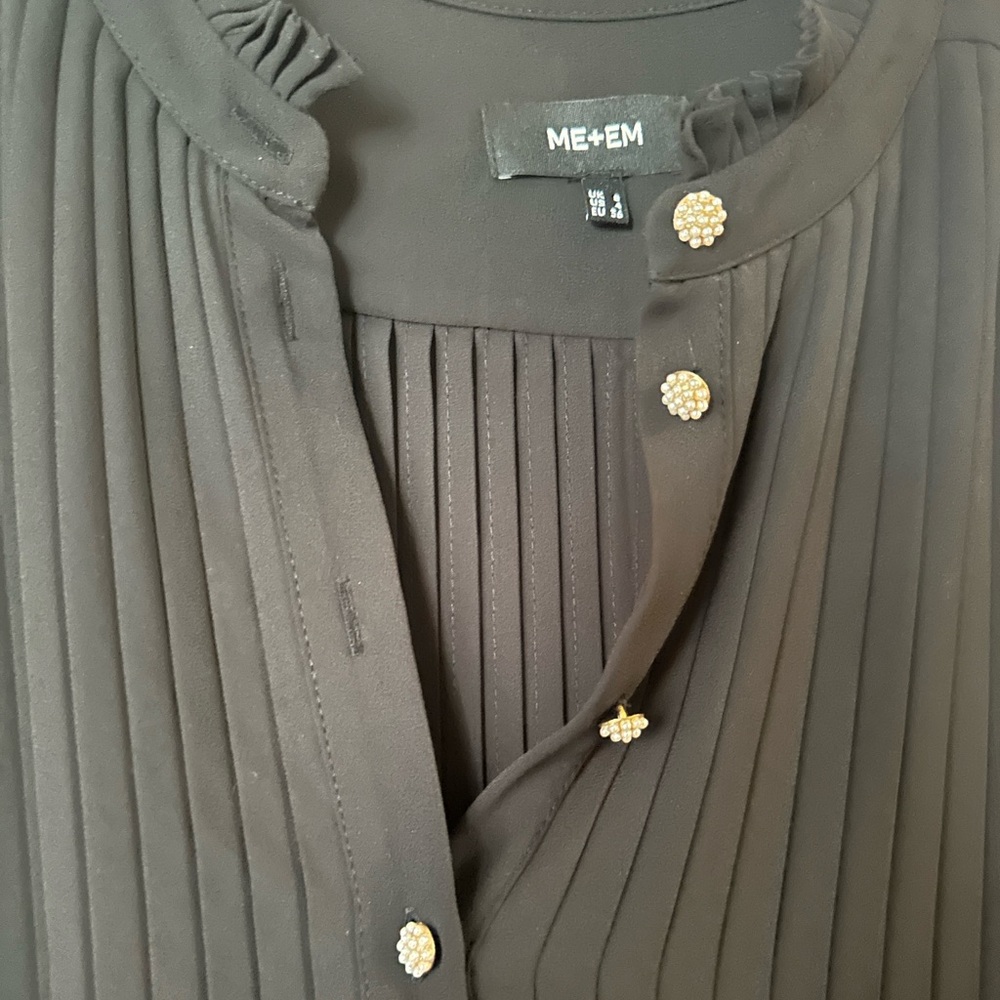 ME+EM Black Blouse with Gold Button Detail